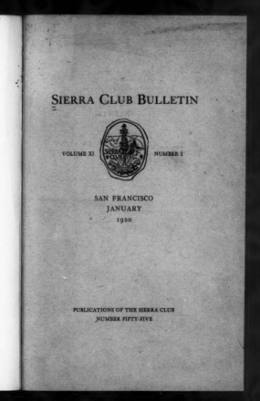 Sierra Club Bulletin 1920 Vol 11 No 1 January thumbnail